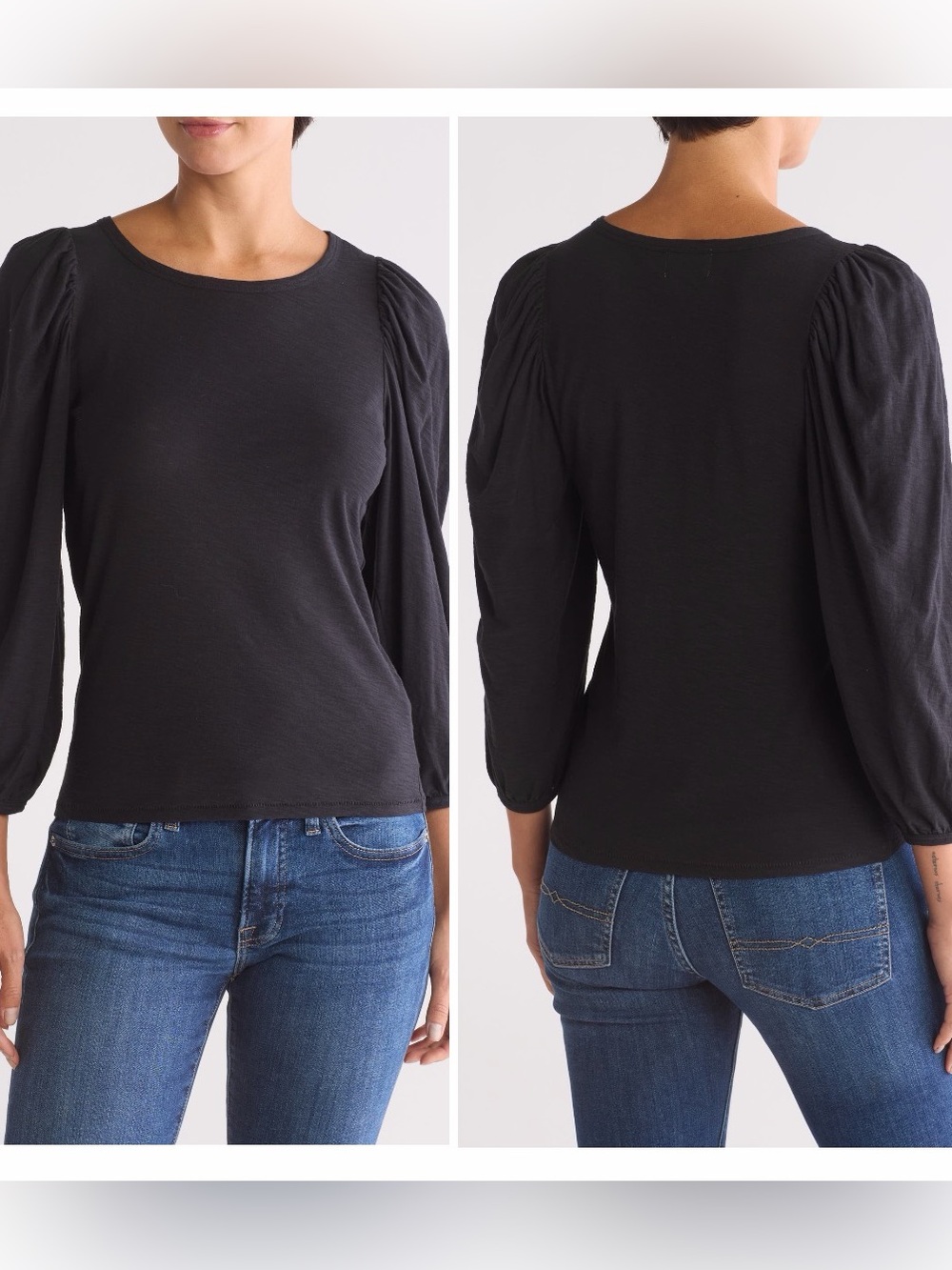 Nation LTD Ceilia Long Balloon Sleeve Pima Cotton Top